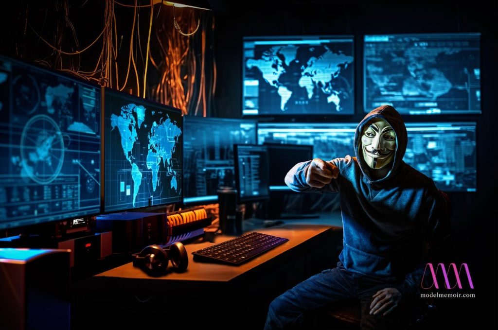 Hacker with Anonymous Mask.