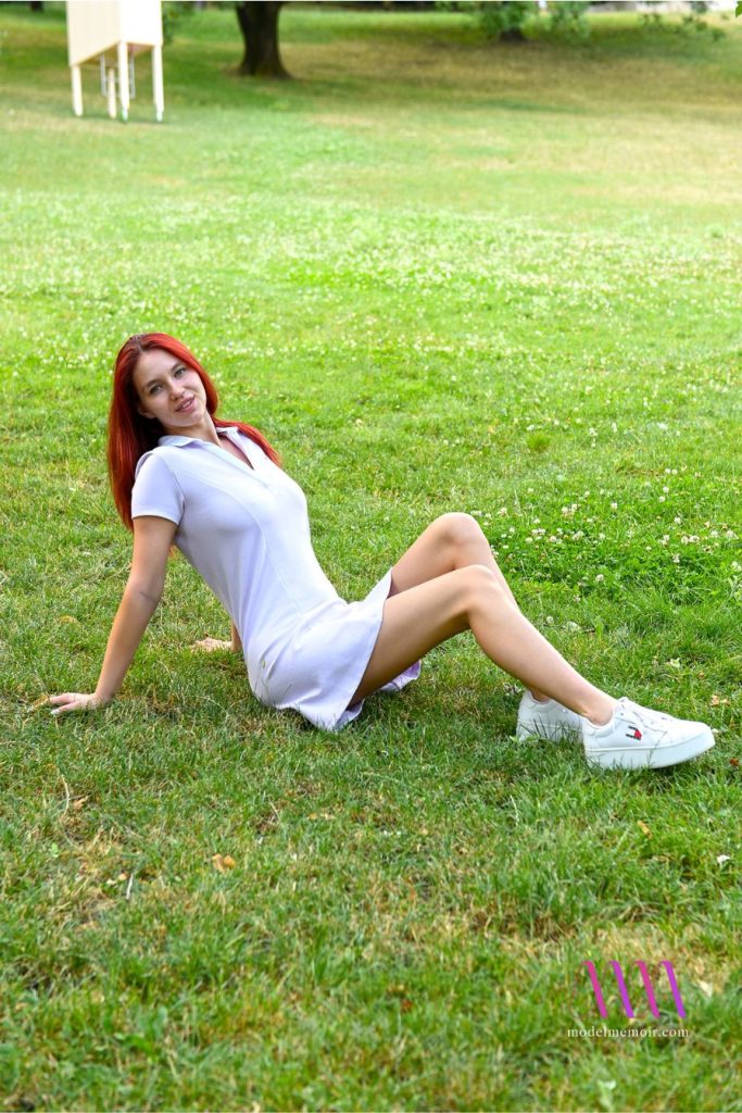 Leya Desantis posing on the grass.