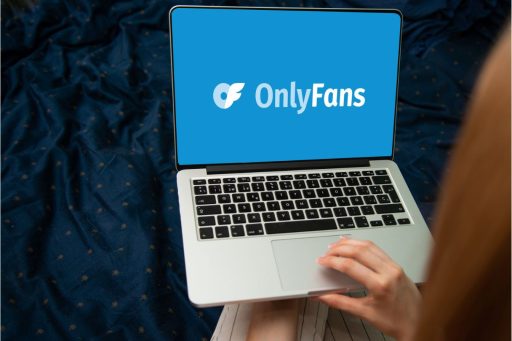 OnlyFans logo on a laptop's screen.