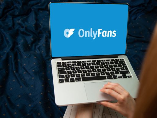 OnlyFans logo on a laptop's screen.