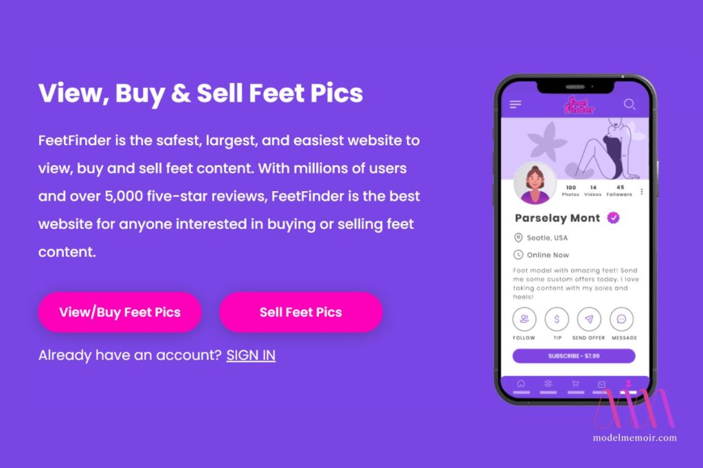 Sign up for FeetFinder to explore or showcase foot content.